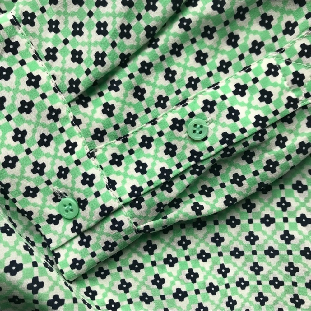 Joie Mini Geometric Print Silk Blouse - Picture 6 of 7